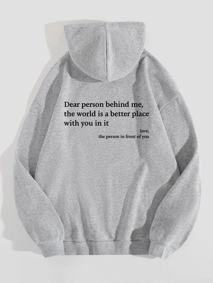 Plush Letter Printed Drawstring Hoodies