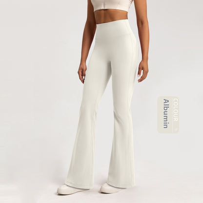 High Waist Schlaghose mit weitem Bein und Fleecefutter in Nude