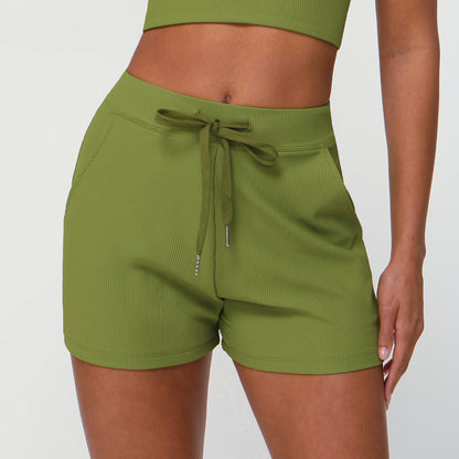 Schnelltrocknende Yoga-Shorts mit Kordelzug für Damen