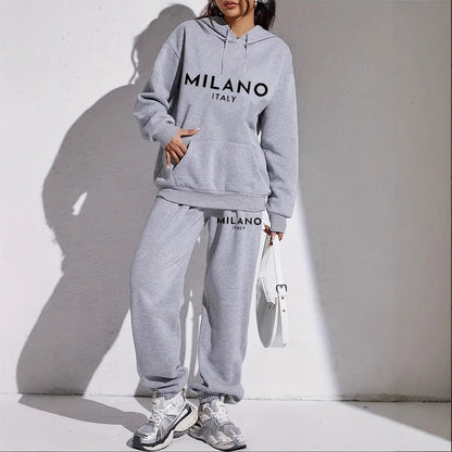 Women's Fashion Printed Hoodie Suit