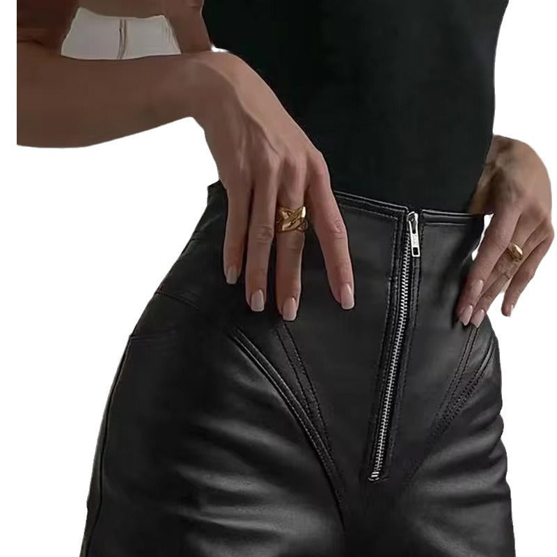 Neu PU Casual Leder Hosen frauen Lange Knöchel-länge Slim-fit