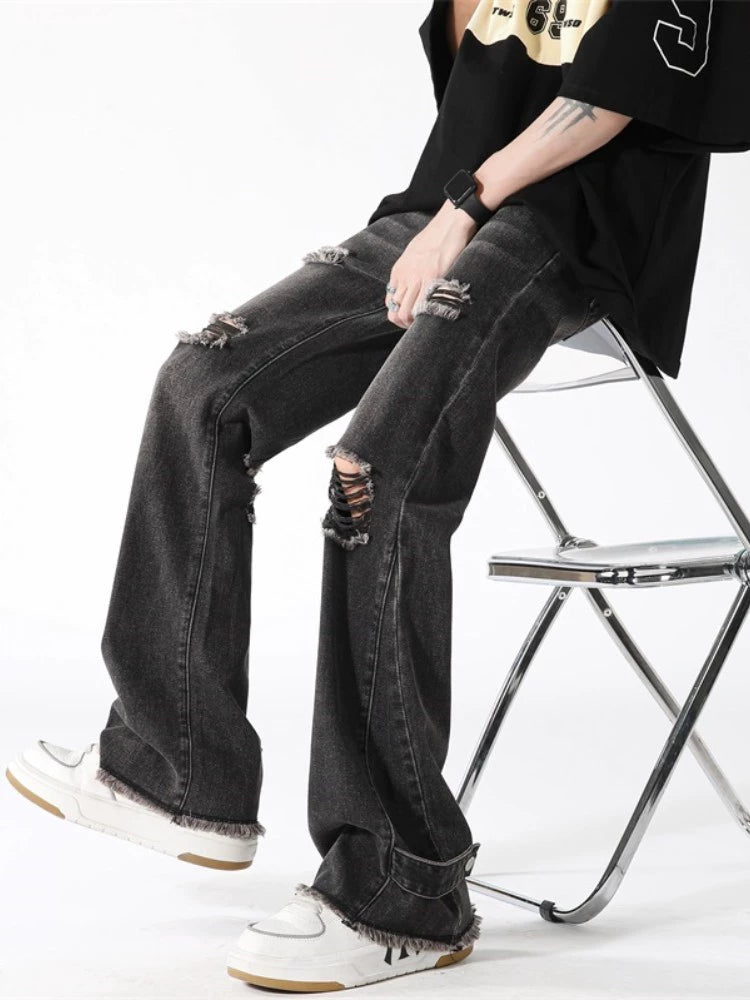 Weila Ripped Denim Straight Pants