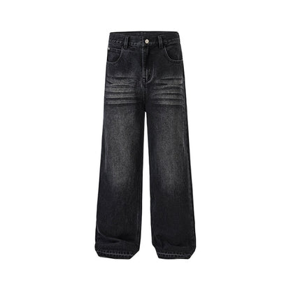 Eye Pocket Mid Waist Casual Denim Trousers