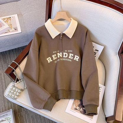 Color Matching Long-sleeved Thin Sweater RENDER Polo Top