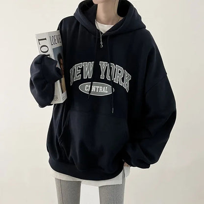 Printed "NEW YORK" Thick Velvet Sweater