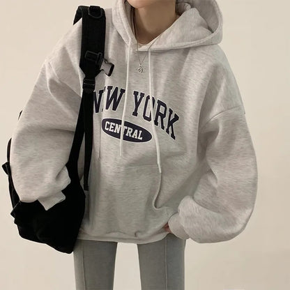 Printed "NEW YORK" Thick Velvet Sweater