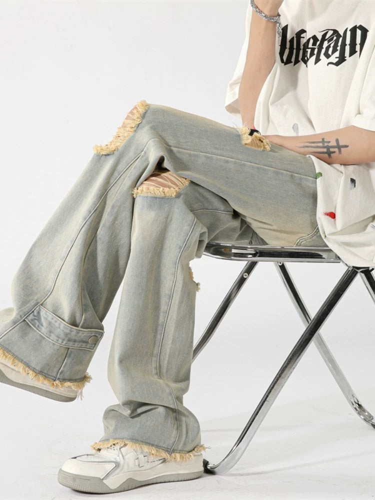 Weila Ripped Denim Straight Pants