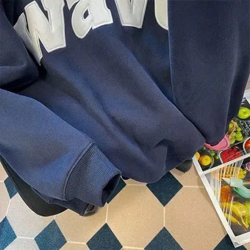 Campus Pullover mit Retro-Revers und halbem Reißverschluss