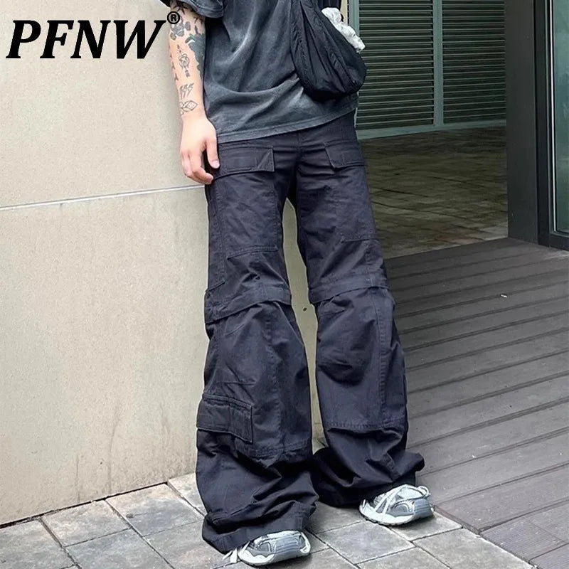 Flared Pants Multi-Pocket Removable Wide Leg Cargo Pant