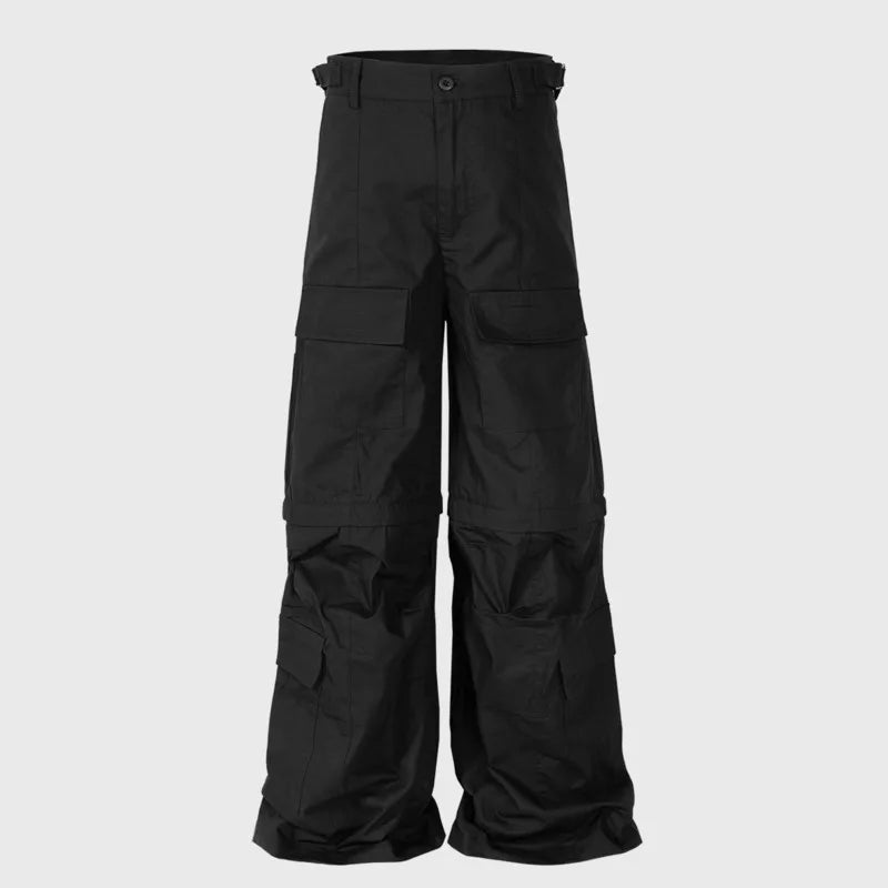 Flared Pants Multi-Pocket Removable Wide Leg Cargo Pant