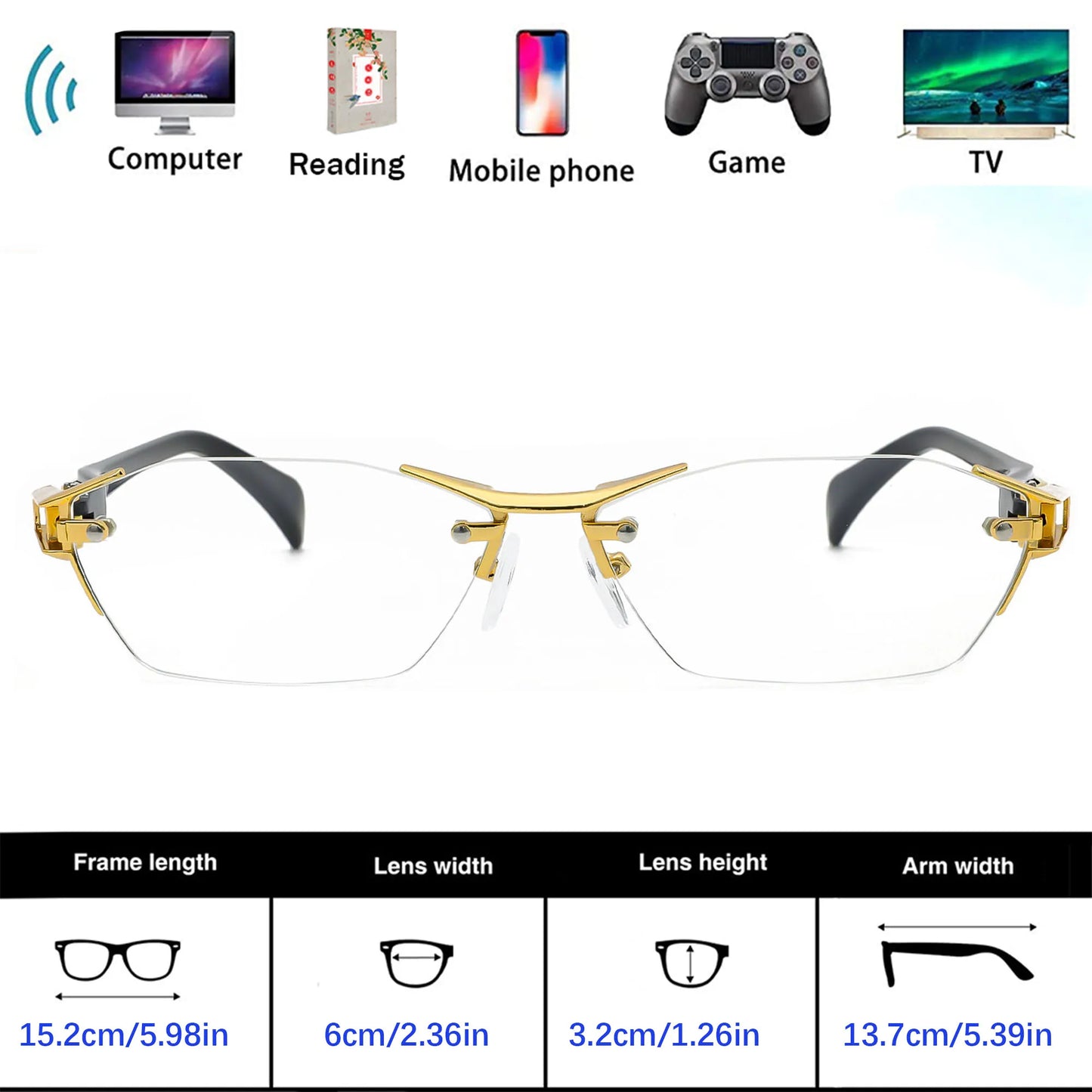 Rimless Design Presbyopic Glasses