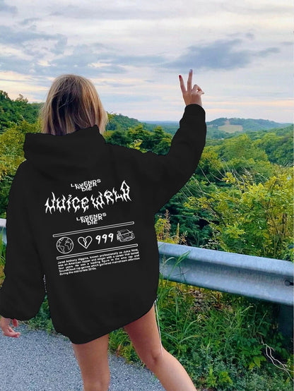 Juice Wrld 999 Letter Printed Hoodie Y2k Unisex