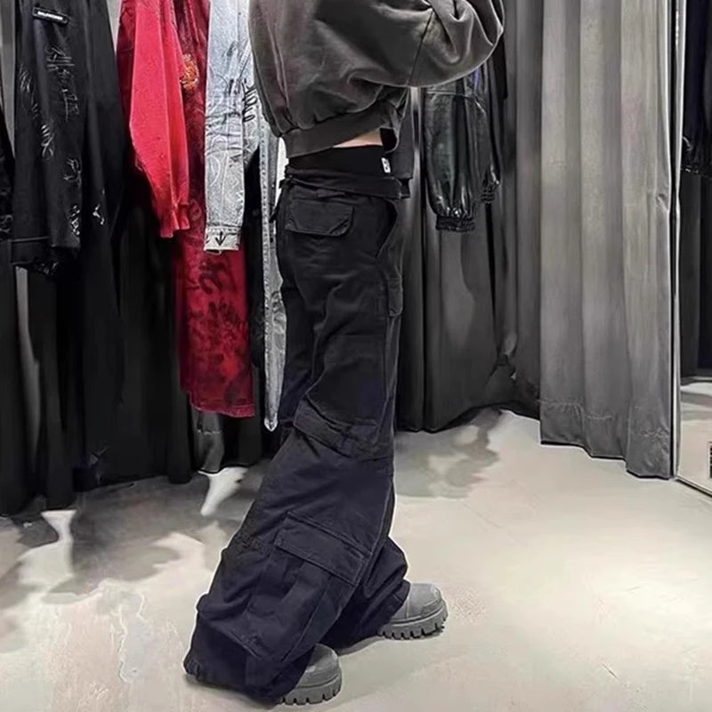 Flared Pants Multi-Pocket Removable Wide Leg Cargo Pant