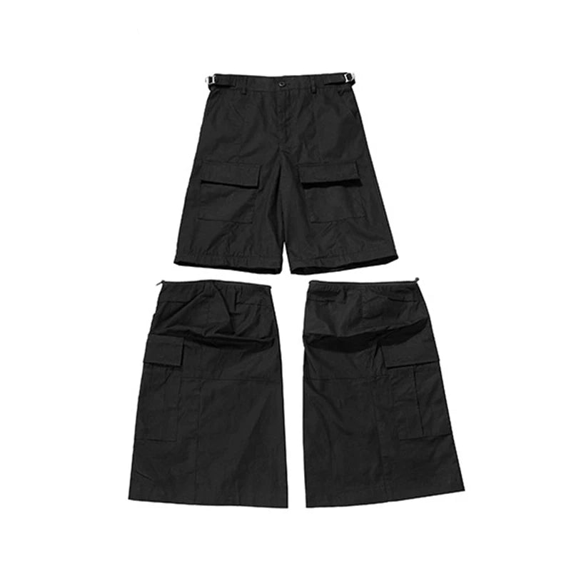 Flared Pants Multi-Pocket Removable Wide Leg Cargo Pant