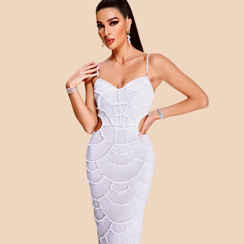 Shining Sequins Hollow Out Spaghetti Strap Dress