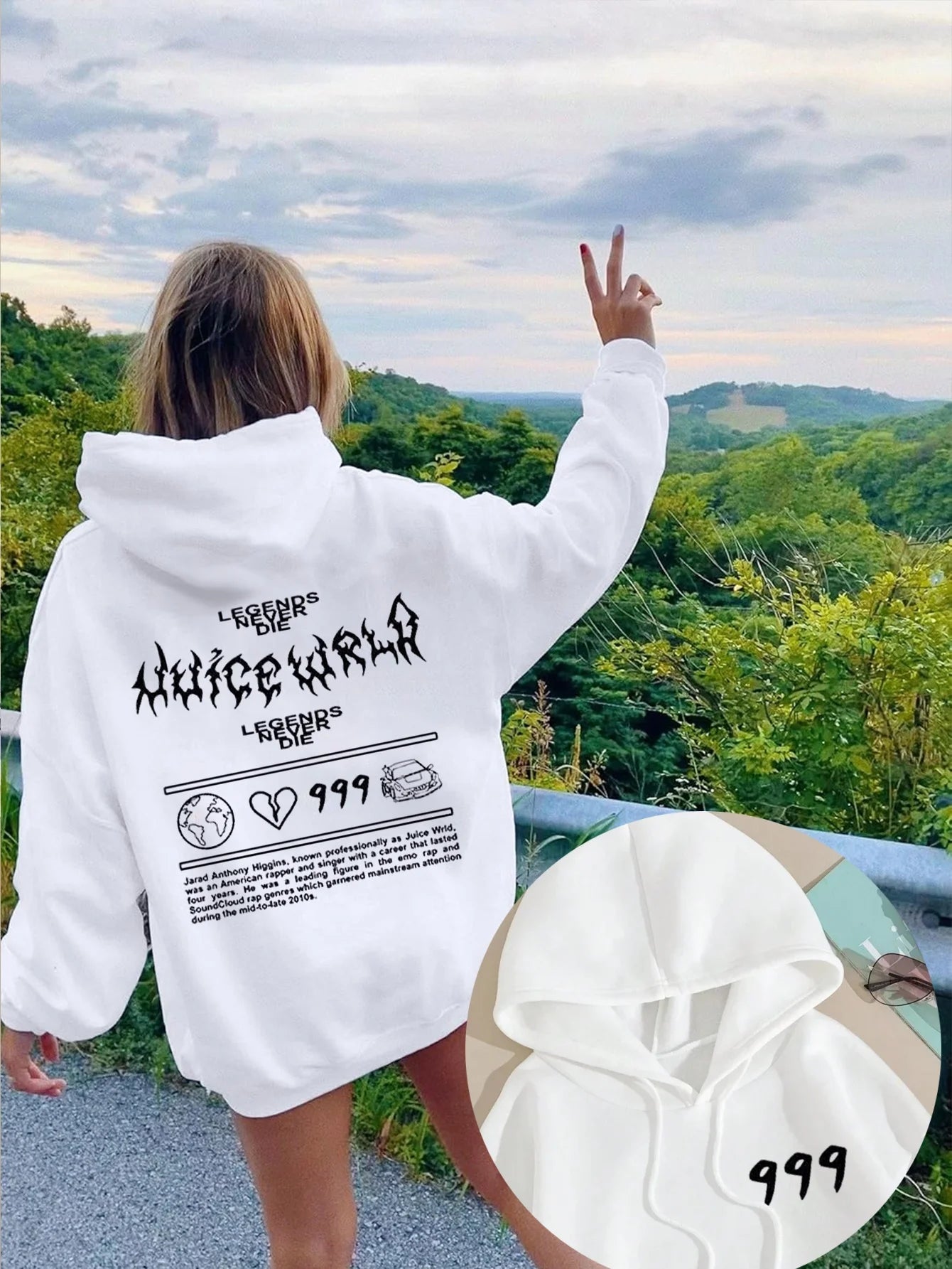 Rapper Juice Wrld 999 Kapuzenpullover mit Buchstabenaufdruck, Y2k, Unisex