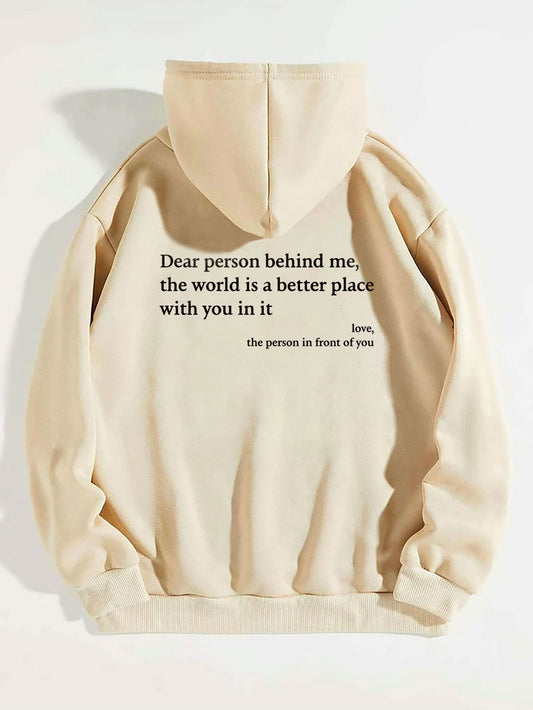 Plush Letter Printed Drawstring Hoodies