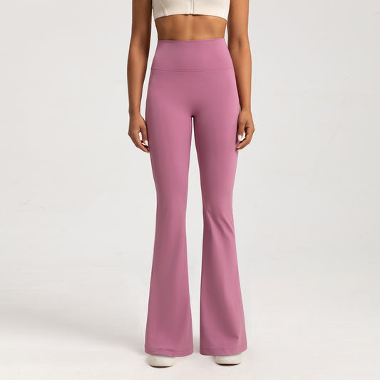 Fleece-lined Bell-bottom High Waist Nude Wide Leg Pants