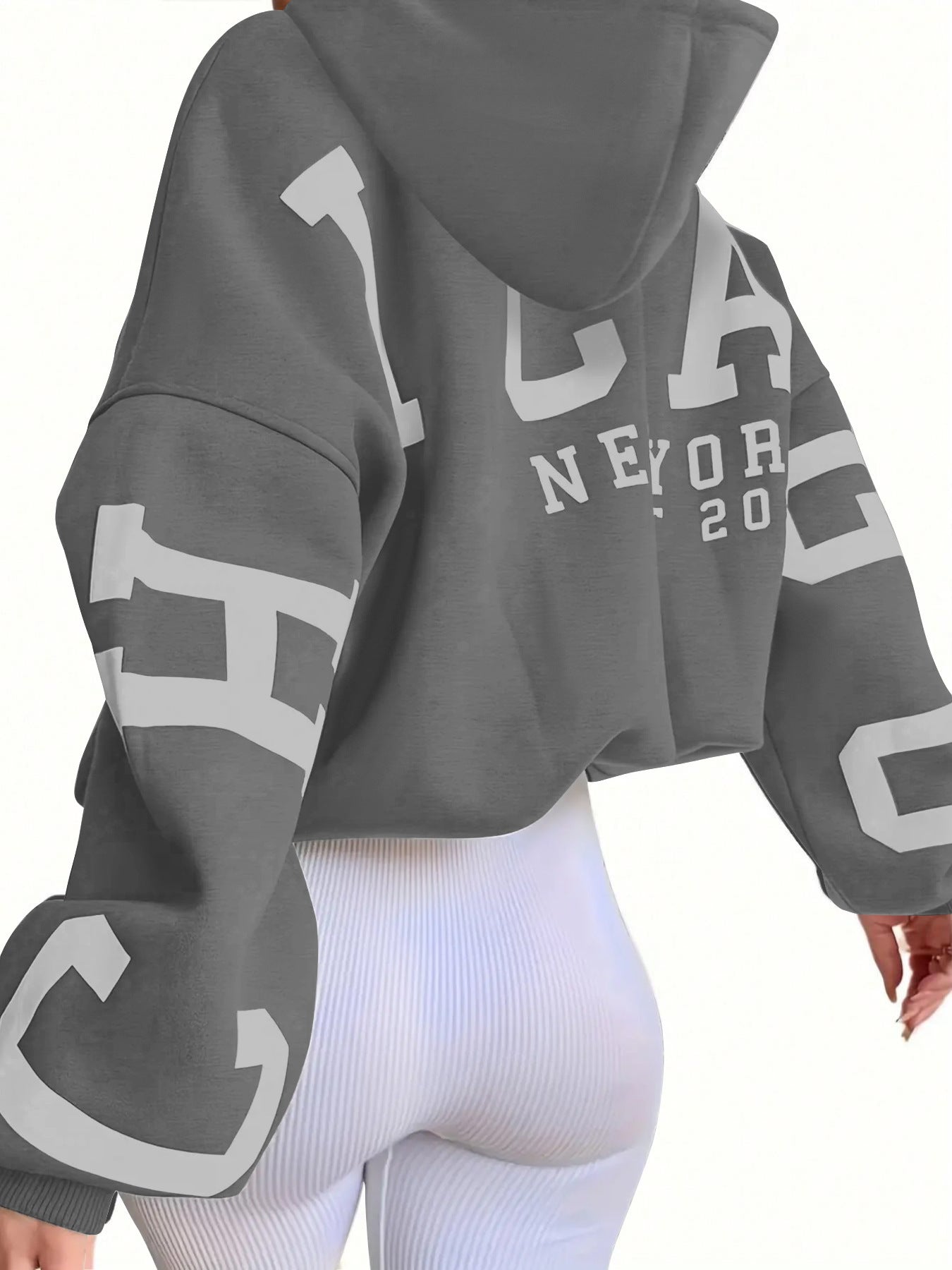 Letter Printing Hooded Loose Sweater