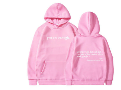 Plush Letter Printed Drawstring Hoodies