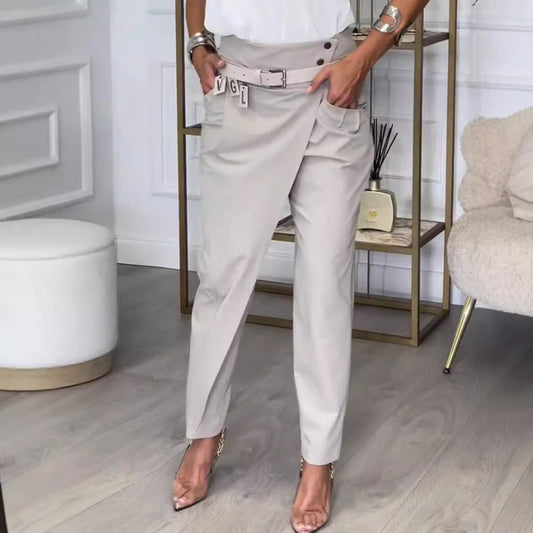 Leisure Solid Color All-match Slim-fit Pants Women