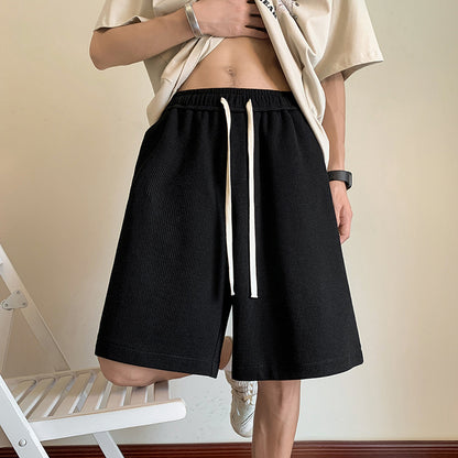 Men's Waffle Solid Color Basic Shorts