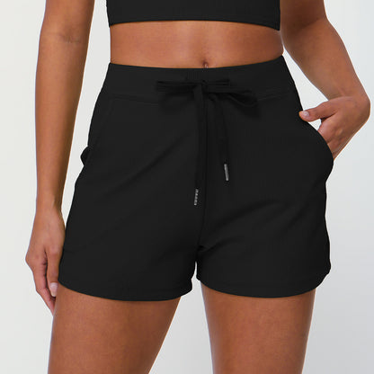 Schnelltrocknende Yoga-Shorts mit Kordelzug für Damen