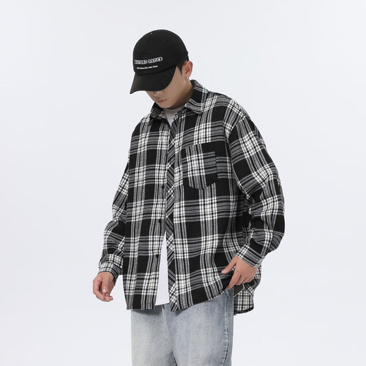 American Retro Plaid Loose Casual Shirt