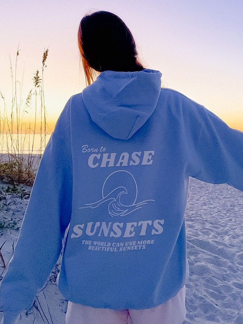 Color Pattern "CHASE SUNSETS" Printed Hoodie